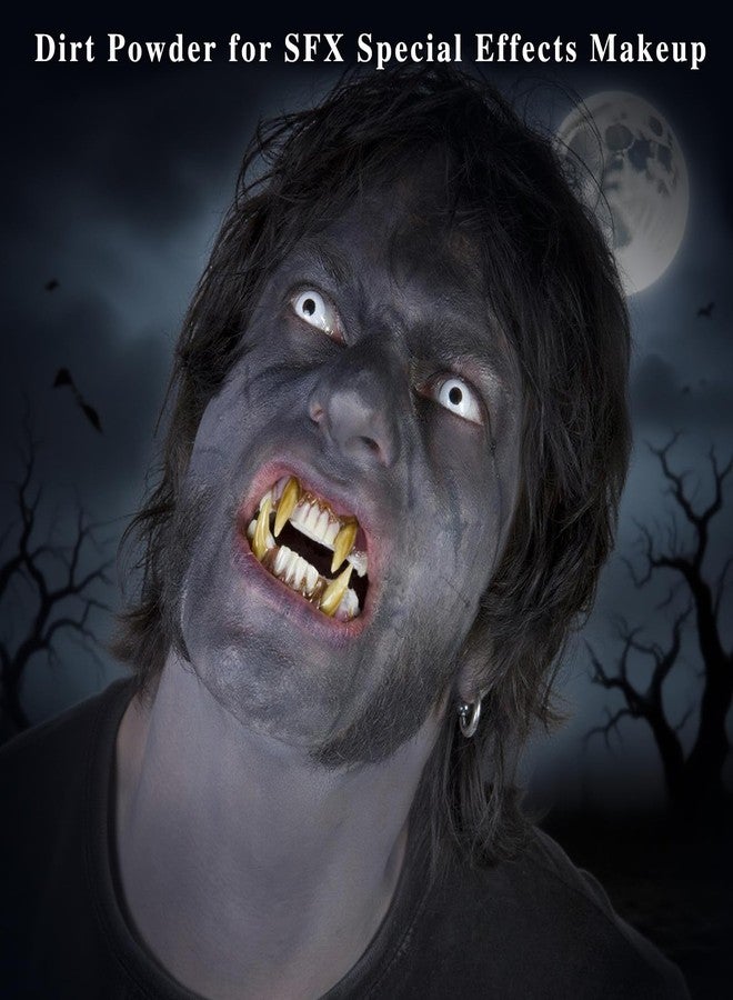 ميكولي بودرة تراب رمادية داكنة من ميكولي للمؤثرات الخاصة للهالوين، مكياج وجه تنكريّ رماديّ على شكل زومبي، بودرة تراب مزيفة فائقة النعومة للاستخدام على المسرح، وعروض الفيديو والأفلام (0.88 أونصة) - Image 2